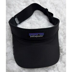 Patagonia Hat Visor Black Classic Box Logo Stretch Panel Summer Netplus Recylce